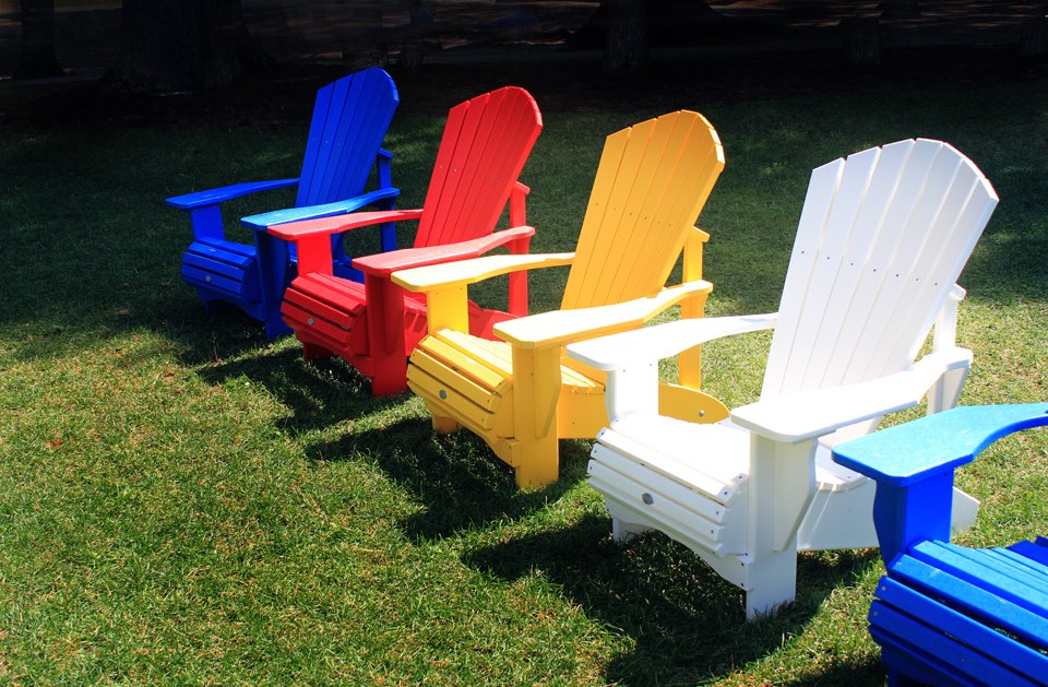 Muskoka Chairs in different bright colours