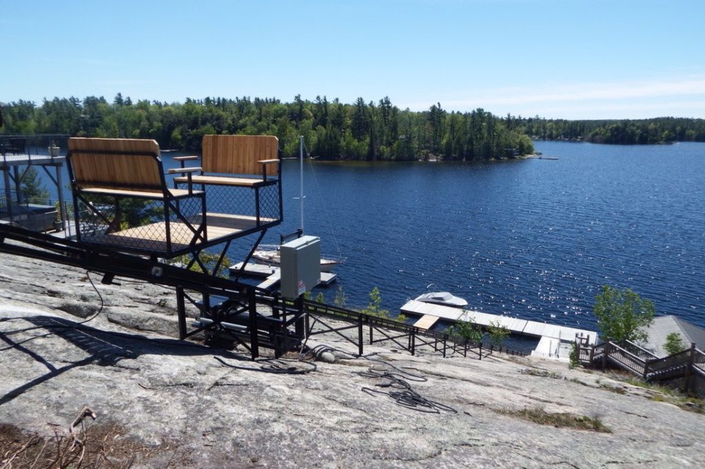 Cottage Lifts' elevation solutions with lake view from cottage