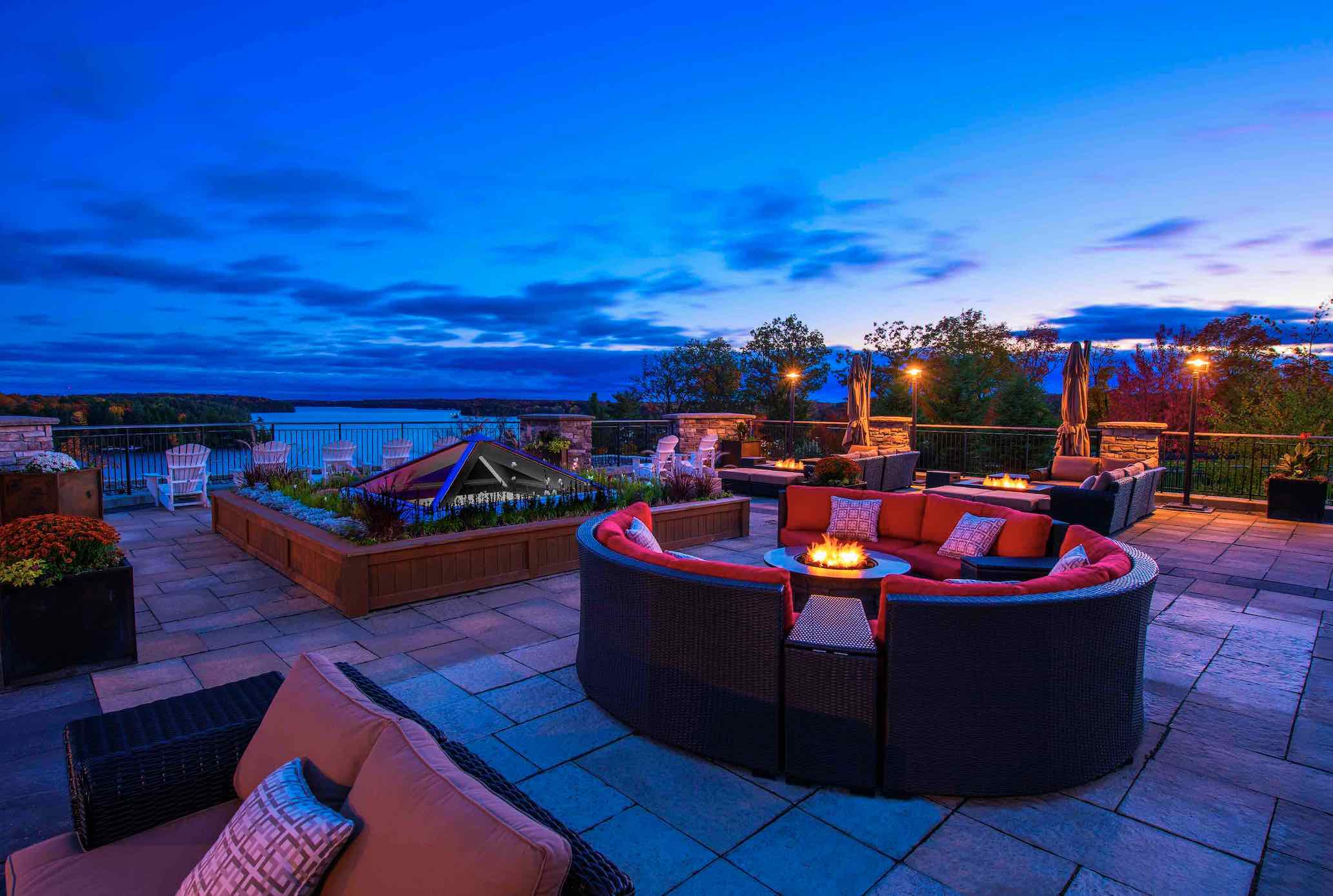 Rooftop Terrace Dusk Muskoka Lakes JW Marriott
