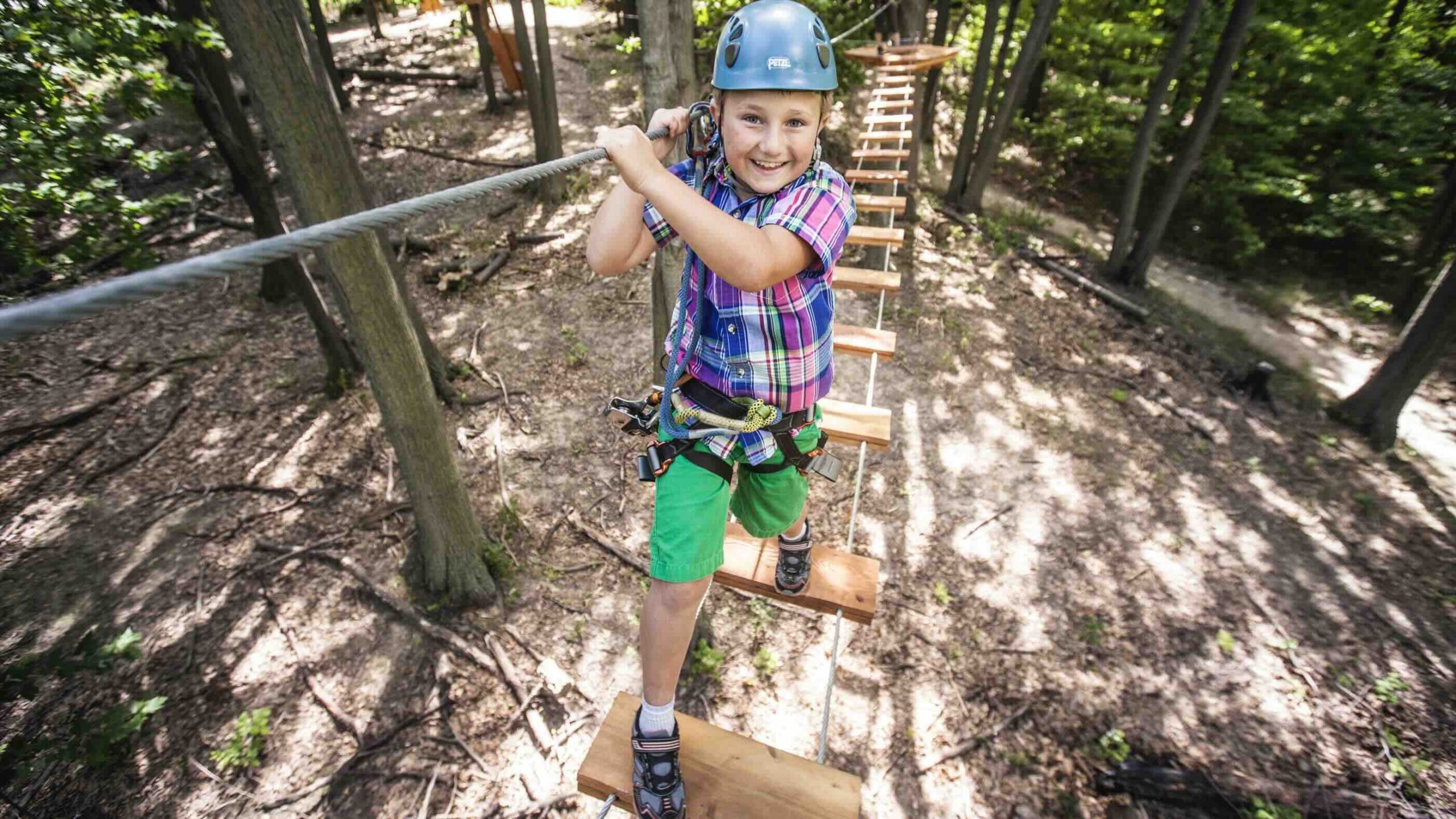 TREETOP TREKKING Huntsville Ontario boy trekking bridge